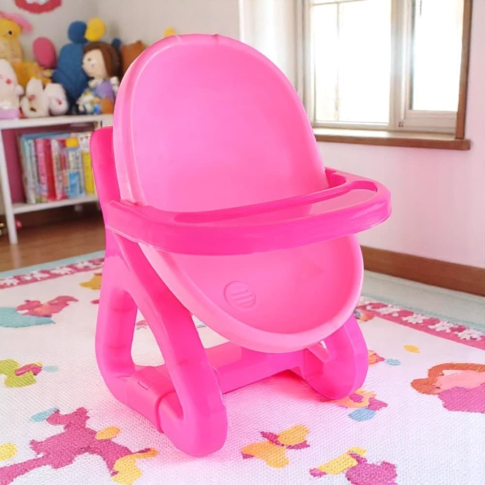 Cadeirinha de Boneca Infantil Rosa Assento de Brinquedo para Passeio e Faz de Conta