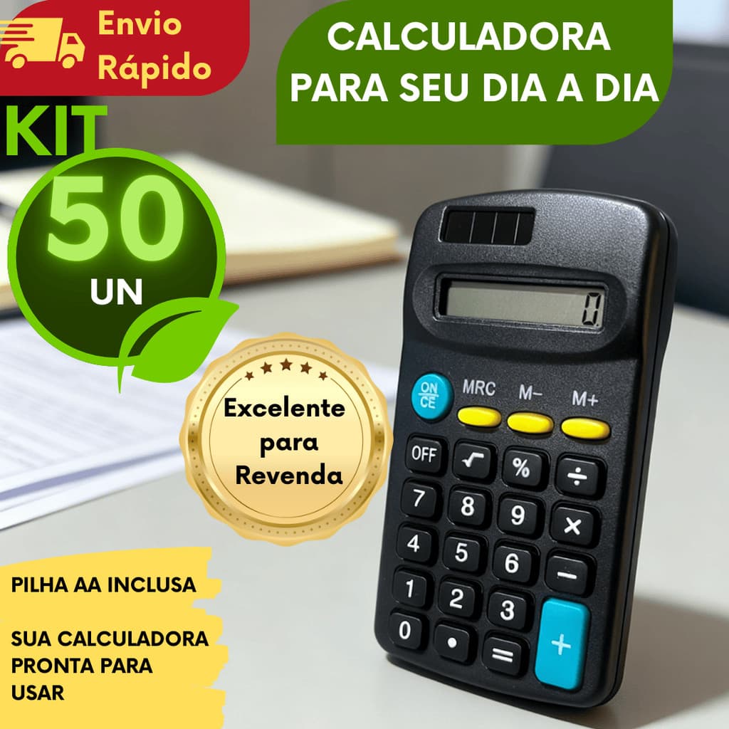 Kit (20/30/40/50) Calculadora de Bolso Com Pilha Para Estudantes Professores Lojistas E Escritório