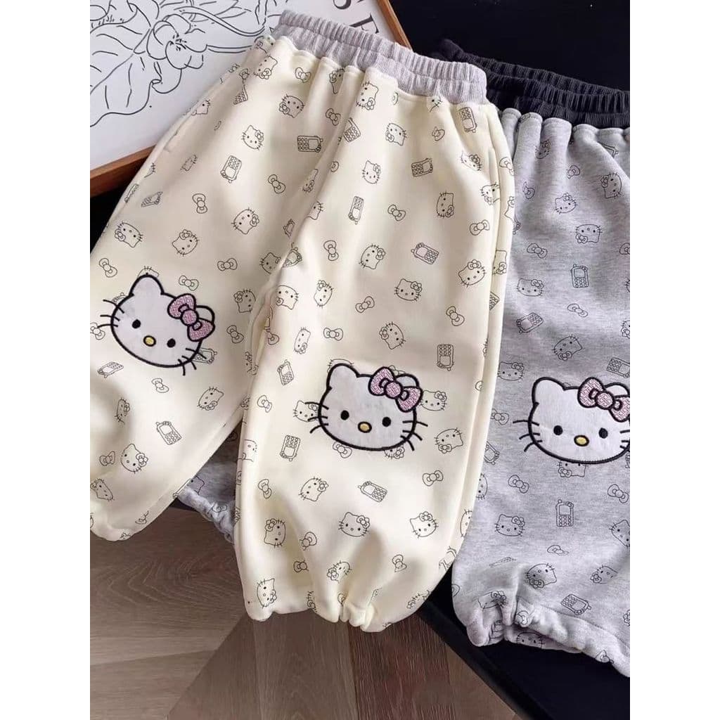 Meninas calças compridas esportes solto cordão dos desenhos animados Animal bordado calças compridas na moda