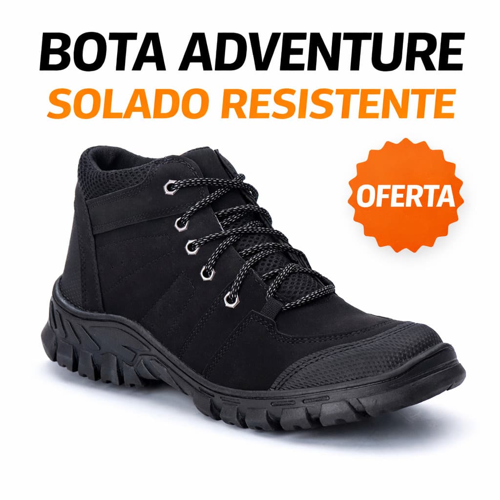 Bota Adventure Masculina Coturno Trilha Solado Antiderrapante Promoção