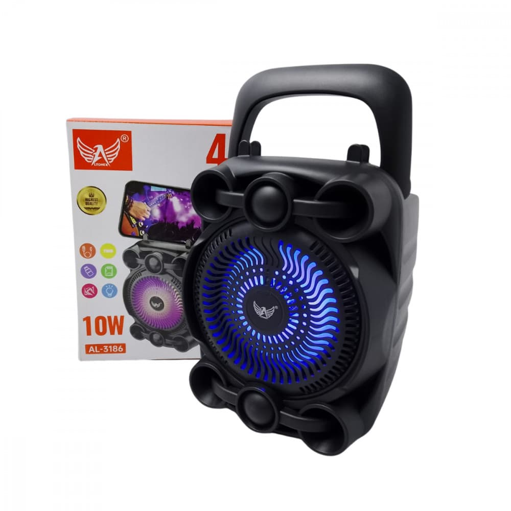 Caixa de Som Bluetooth LED RGB 10W Entrada P10 - AL-3186