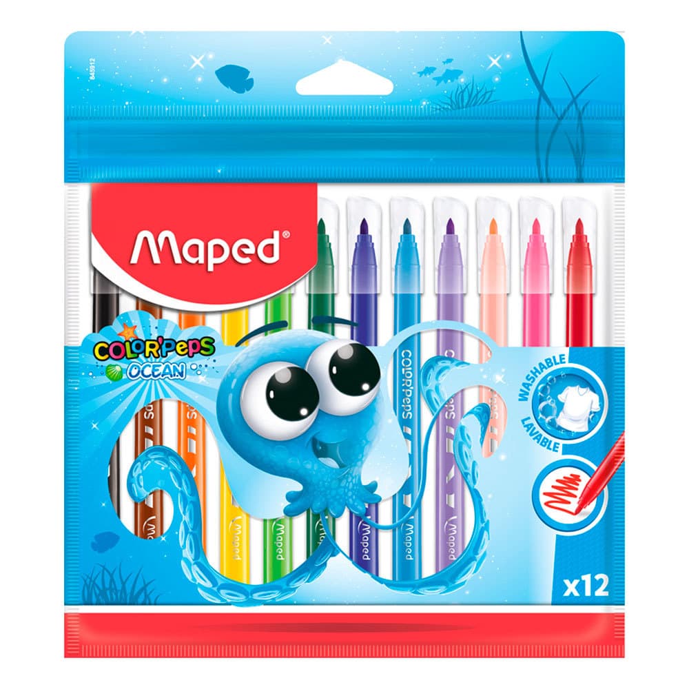 Caneta hidrográfica Color'Peps Ocean Polvo com 12 cores 845912ZM Maped