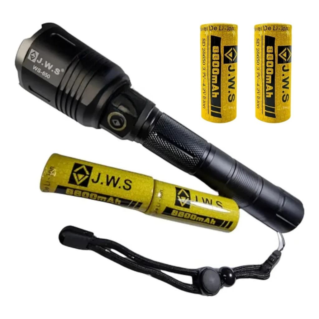Lanterna Tática Profissional JWS LED V3 Recarregável Alta Potência Corpo Resistente Compacta Alta Intensidade WS-650