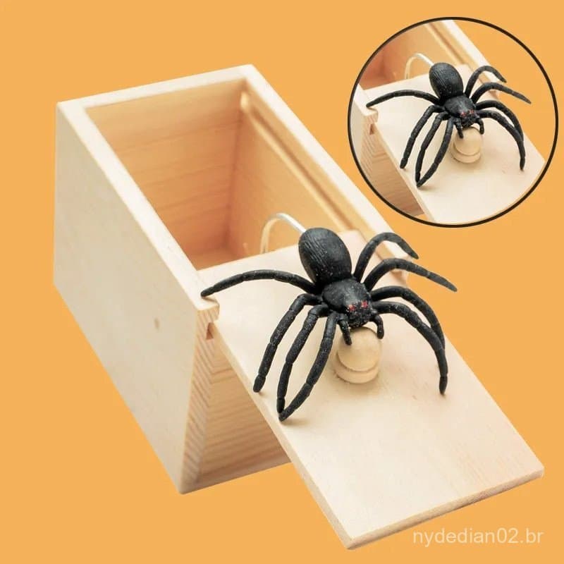 Caixa de madeira de aranha/Brinquedo de Halloween/falsificação criativa de toda a pessoa caixa de madeira de terror