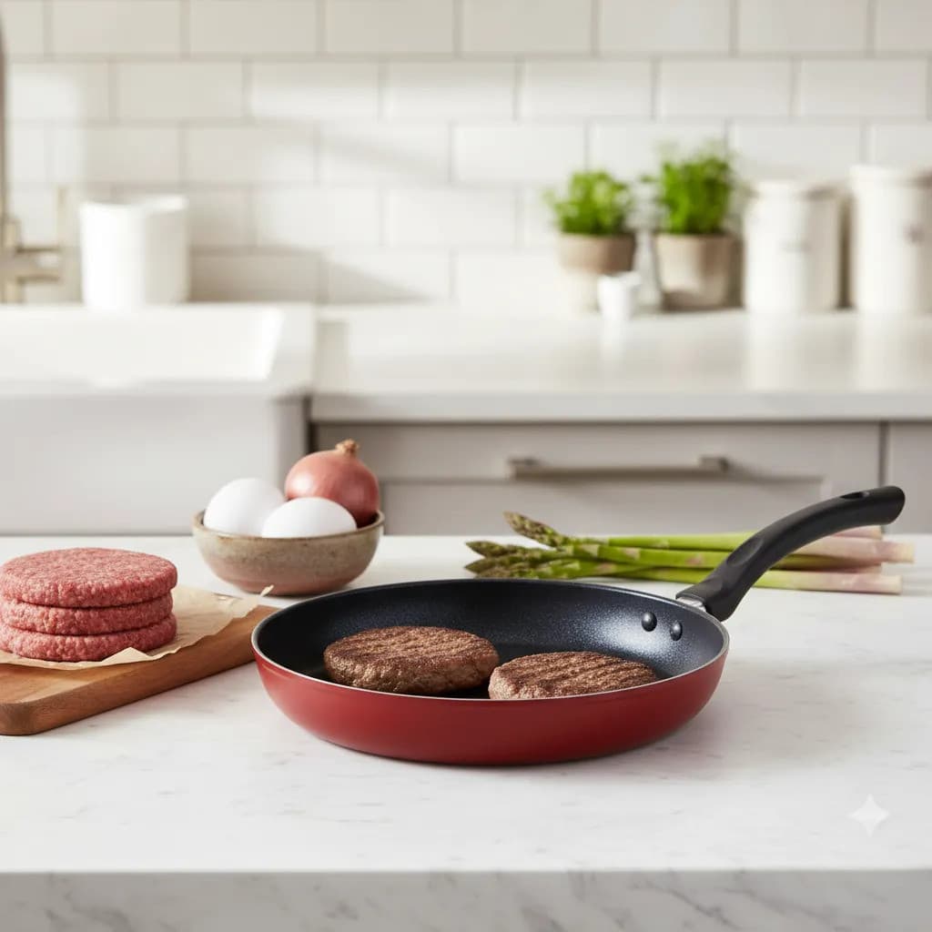 Frigideira Antiaderente 28cm Stone Indução Alumínio Vermelha Cabo Soft Touch Cozinha Profissional Gourmet
