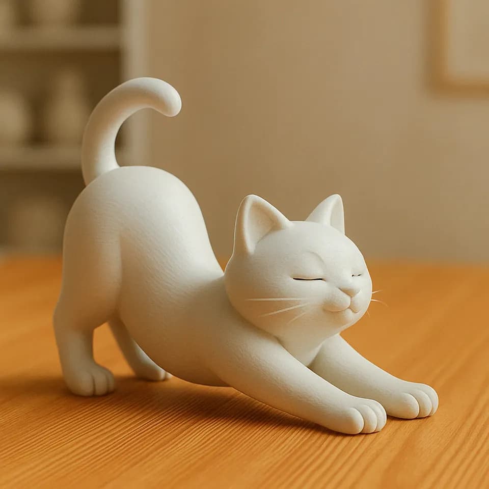 Gato se Esticando - Impresso em 3D
