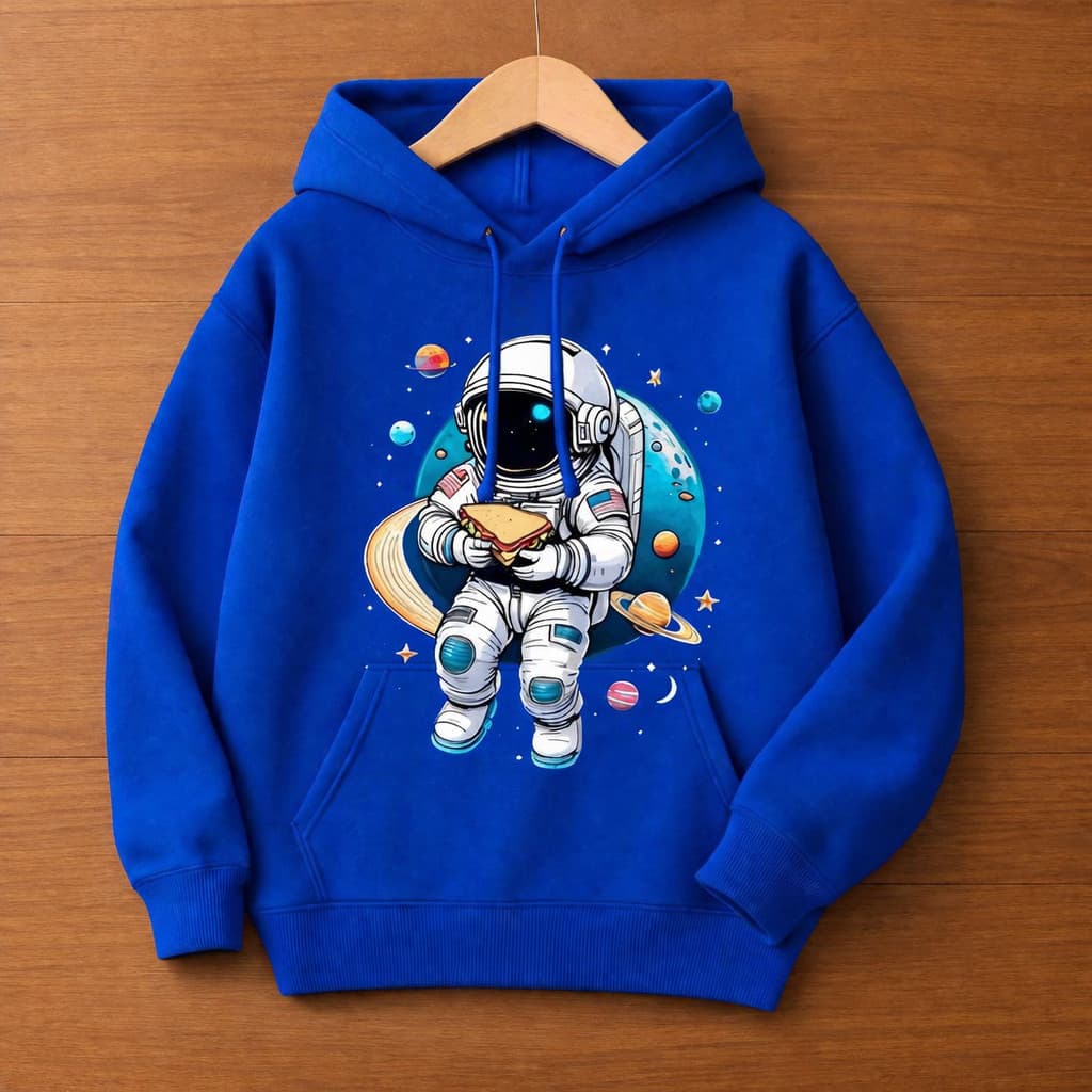 Moletom Infantil Juvenil Canguru com Capuz Estampa Astronauta Agasalho de Frio Molekada