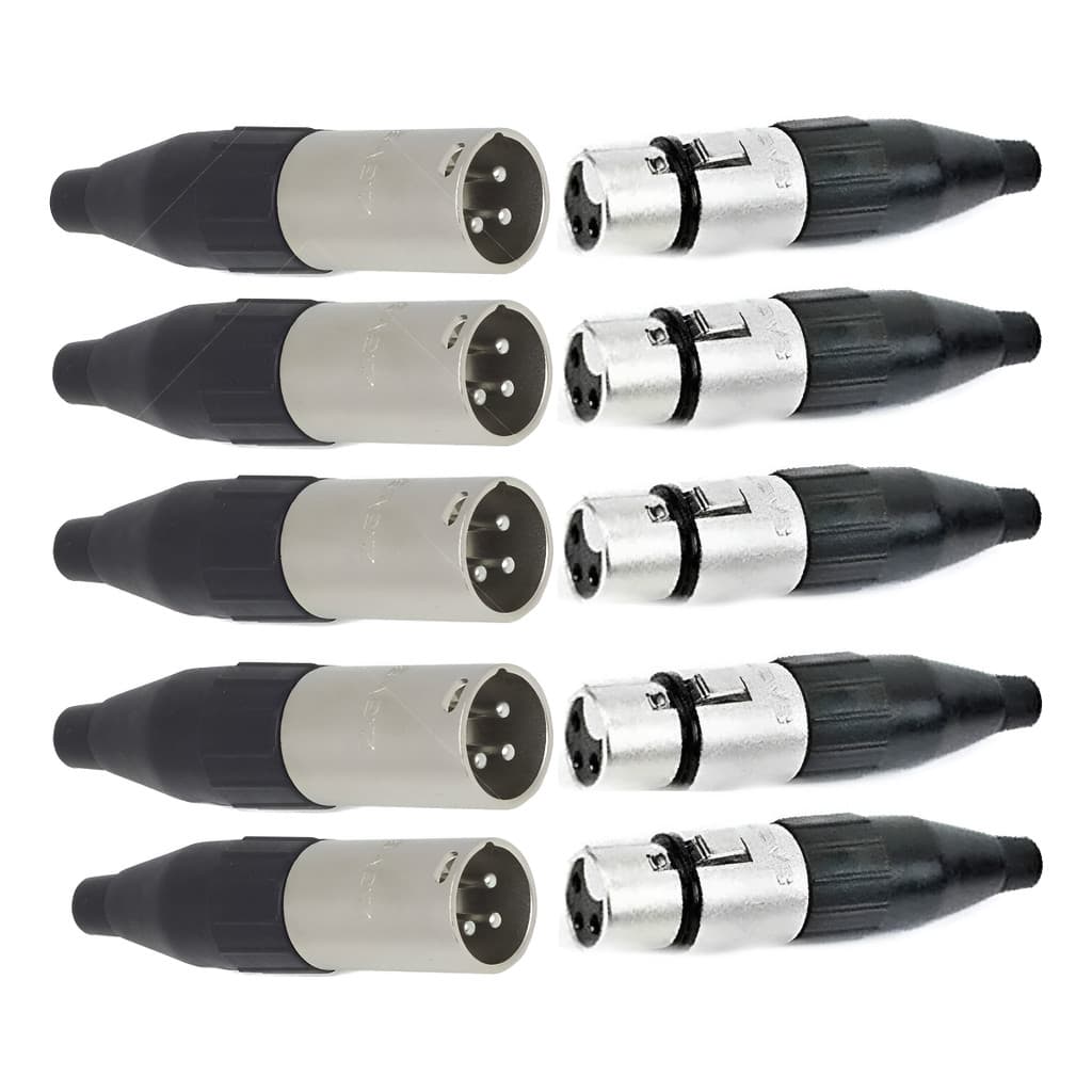 Kit 5 par Conectores Xlr Macho/femea Canon Santo Angelo Sa2x