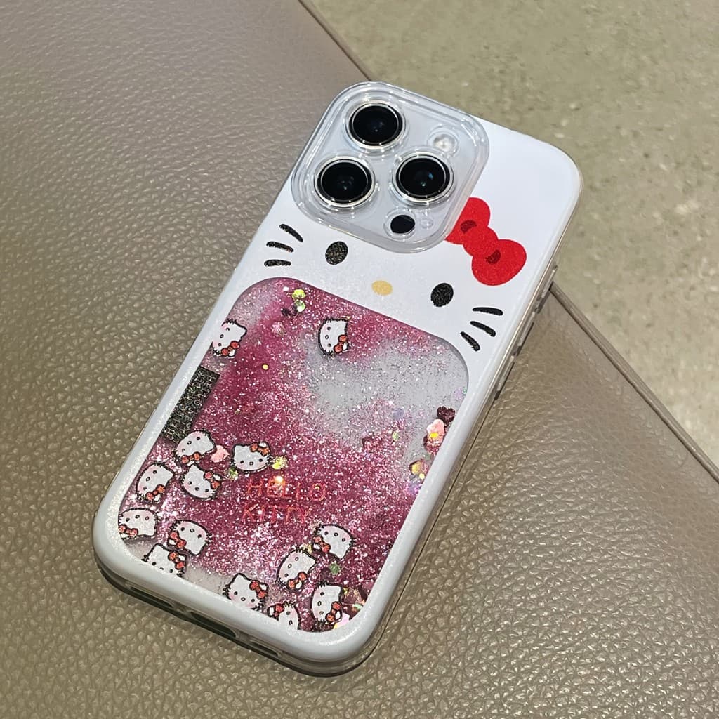Glitter Capinha Capa Para IPhone 13 11 12 14 15 16 17 Ar Pro Max Normal Anti-Impacto Silicone Kitty Moldura Caso