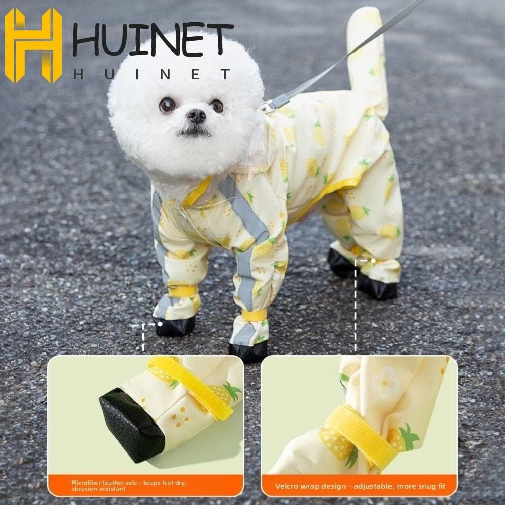 HUINET Capa De Chuva Para Cachorro , Reflexiva Com Capuz Traseira Removível À Prova De Vento , Jaqueta Animais De Estima