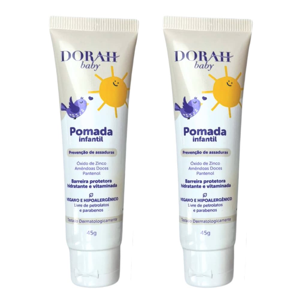 2 Unidades Dorah Baby Pomada para Assaduras 45g – Fórmula com Óxido de Zinco e Pantenol
