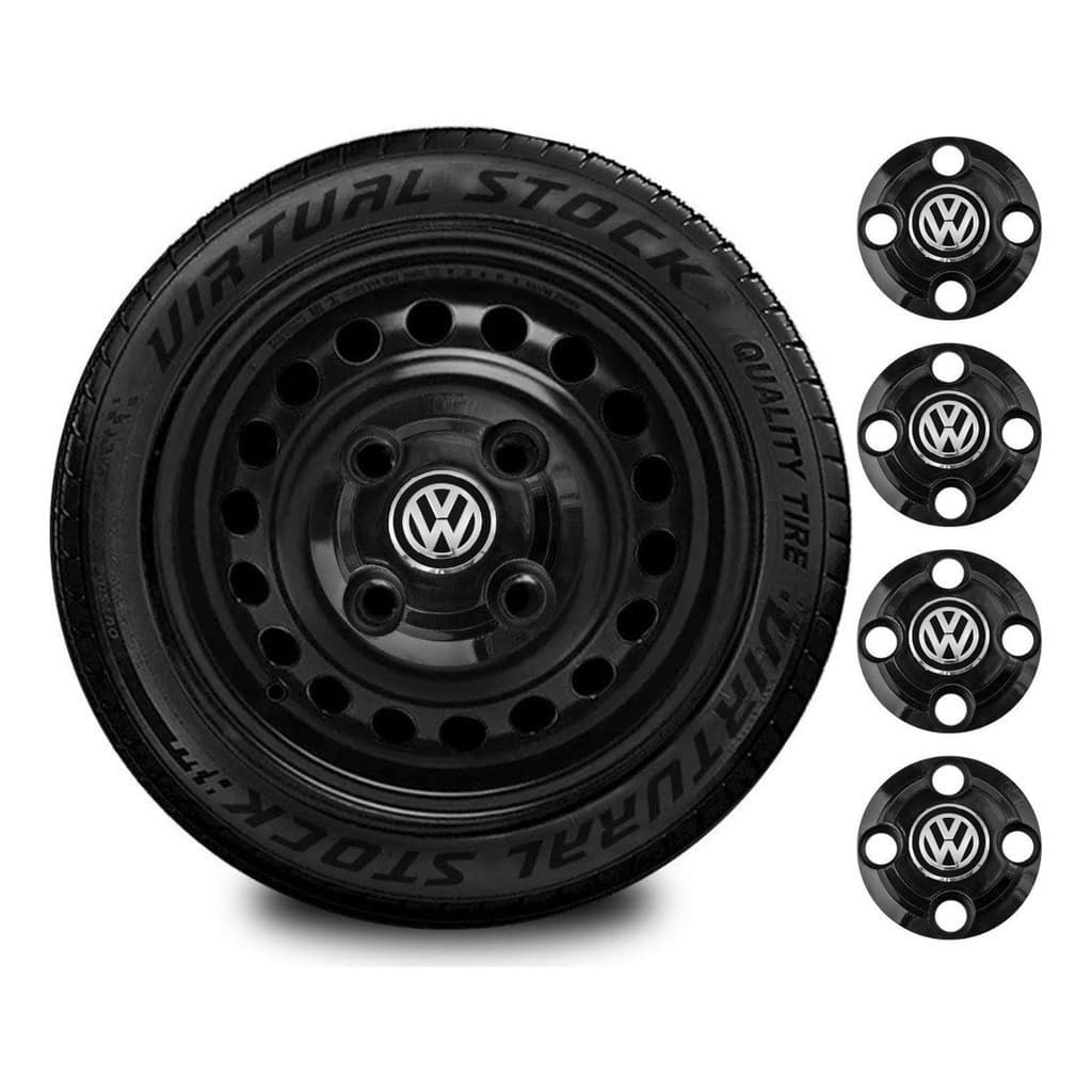Jogo Com 4 Calotinhas Centrais Rodas Volkswagen Aro 13 14 15