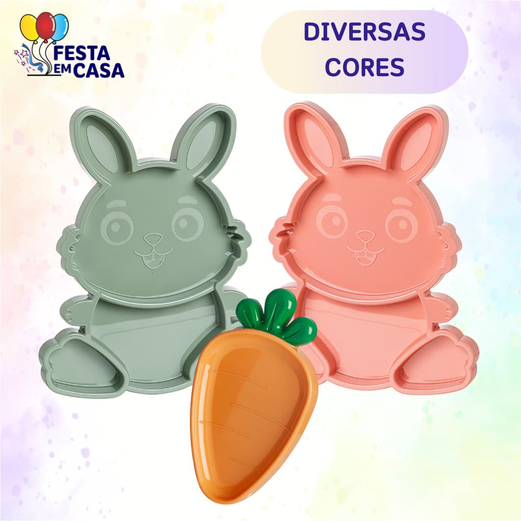Kit Bandeja Petisqueira Páscoa  2 Coelhos e 1 Cenoura - Festa Em Casa