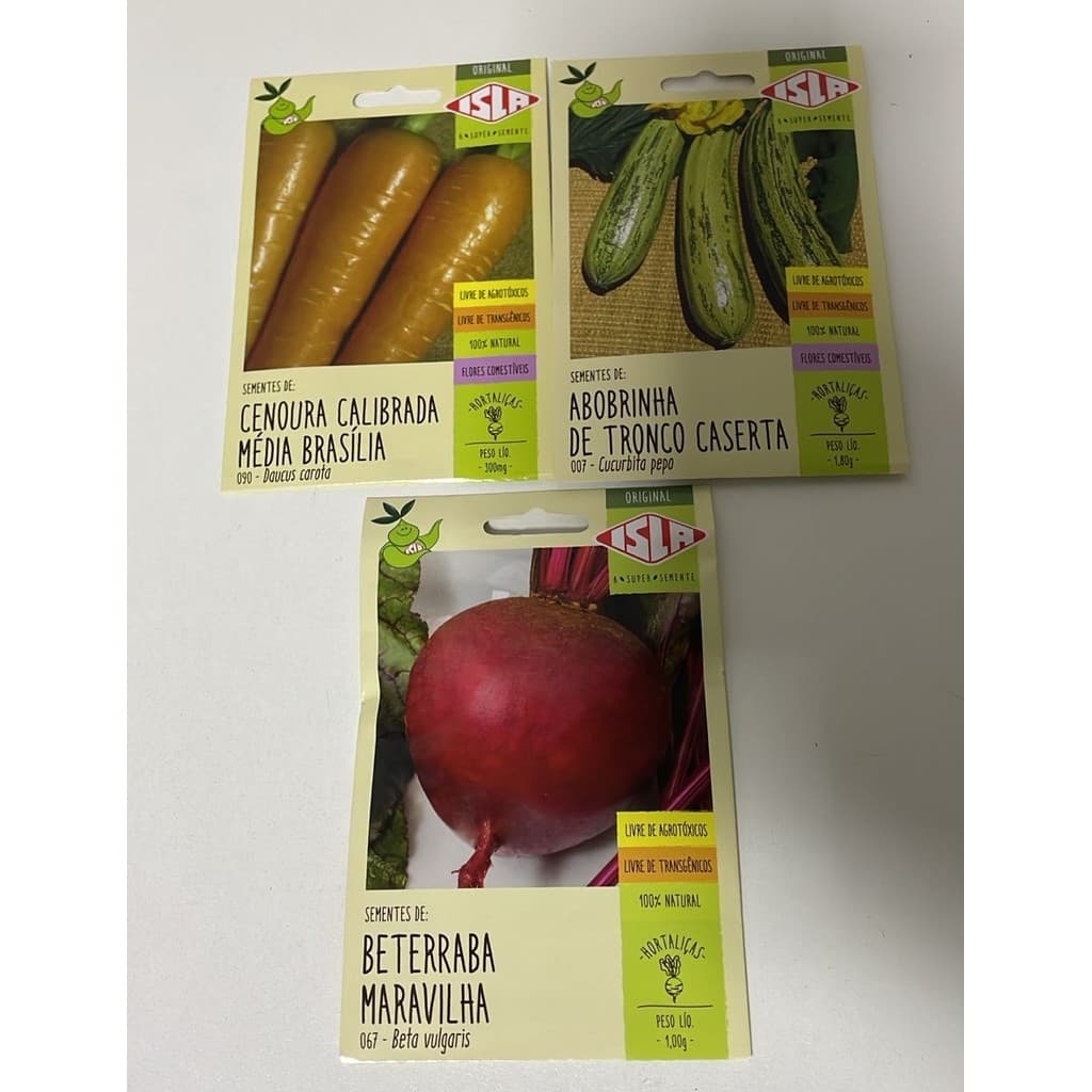 Kit Sementes Horta Natural Cenoura Abobrinha Beterraba