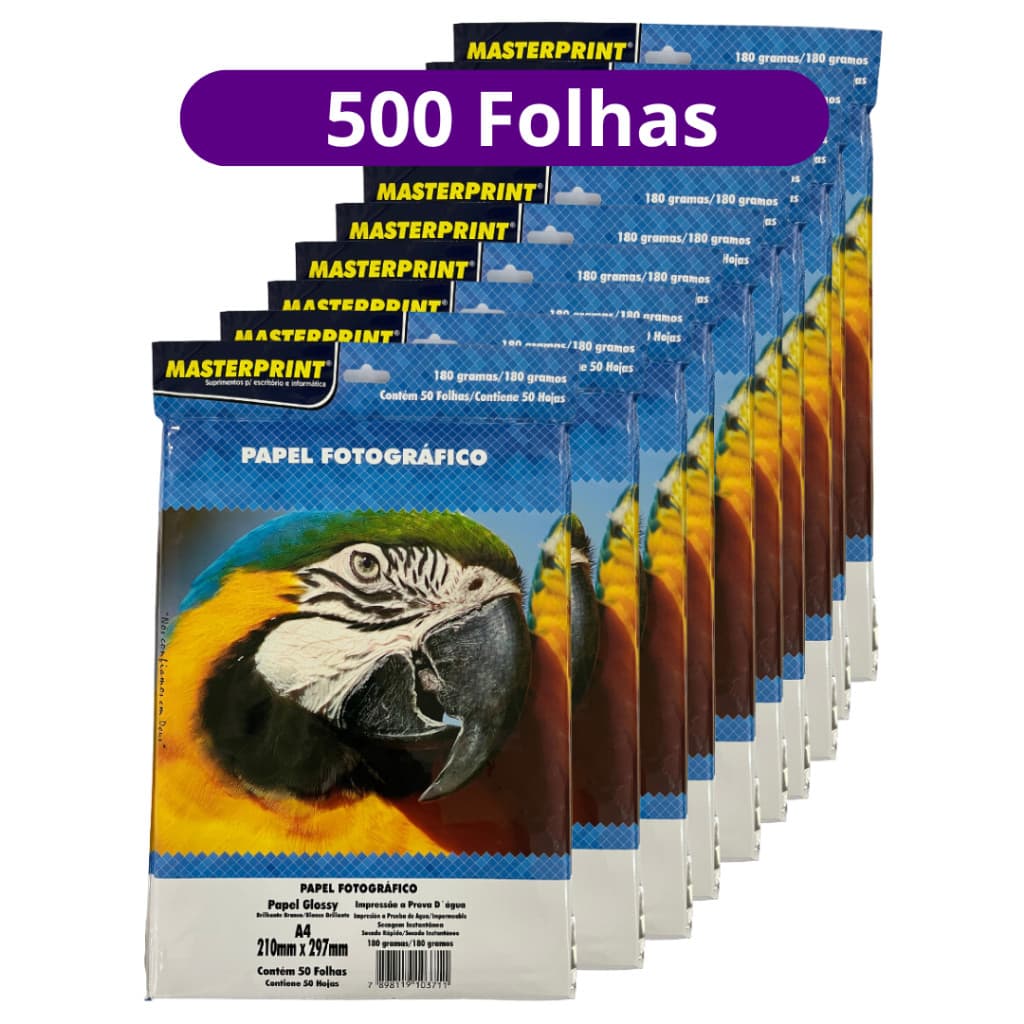 500 Papel Fotográfico 180g Glossy A4 À Prova D'água Brilhante Premium folhas papel fotografico foto MASTERPRINT atacado