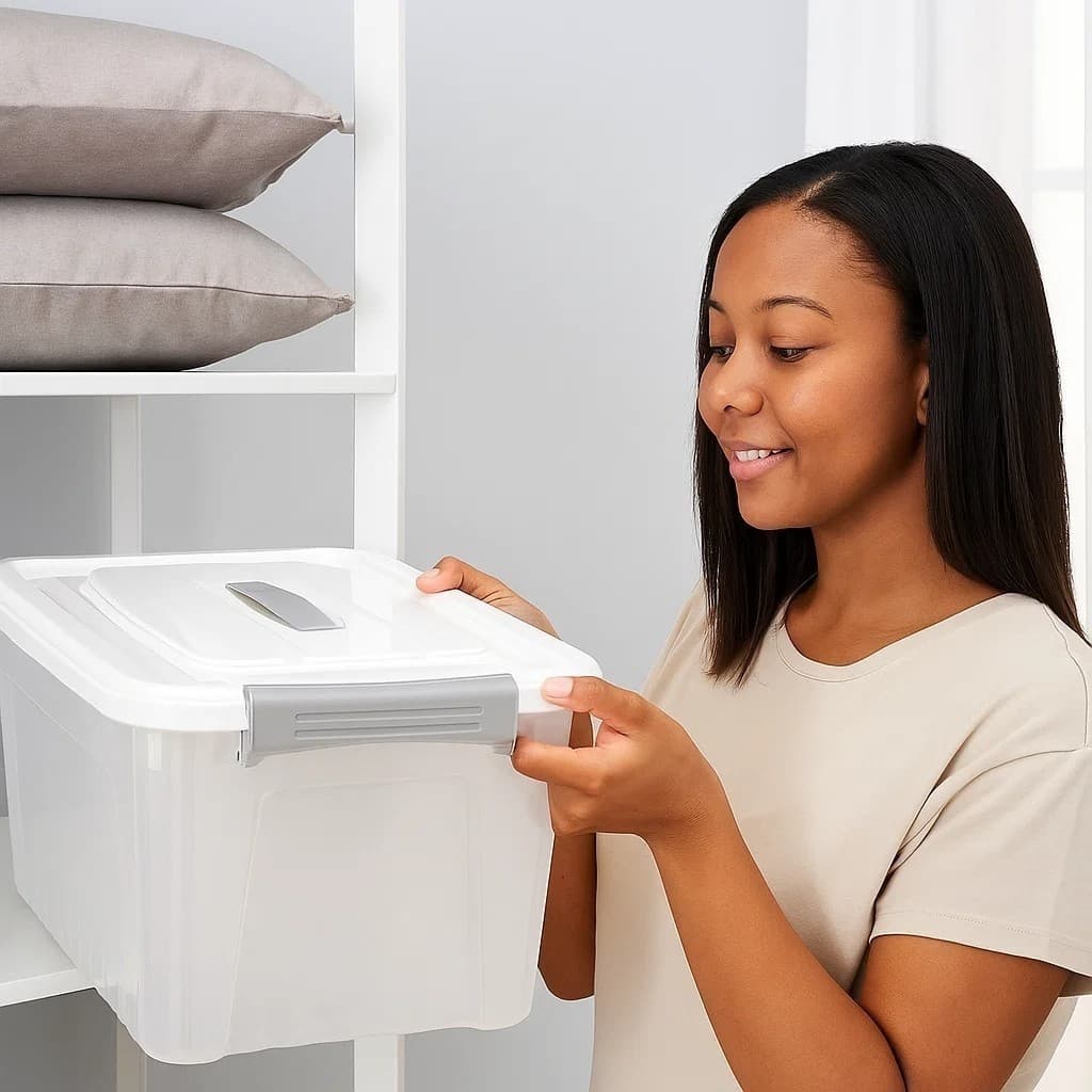 Cesto Organizador Plástico Tampa 3L 15L 20L Armazenamento Caixa Brinquedo Banheiro Quarto