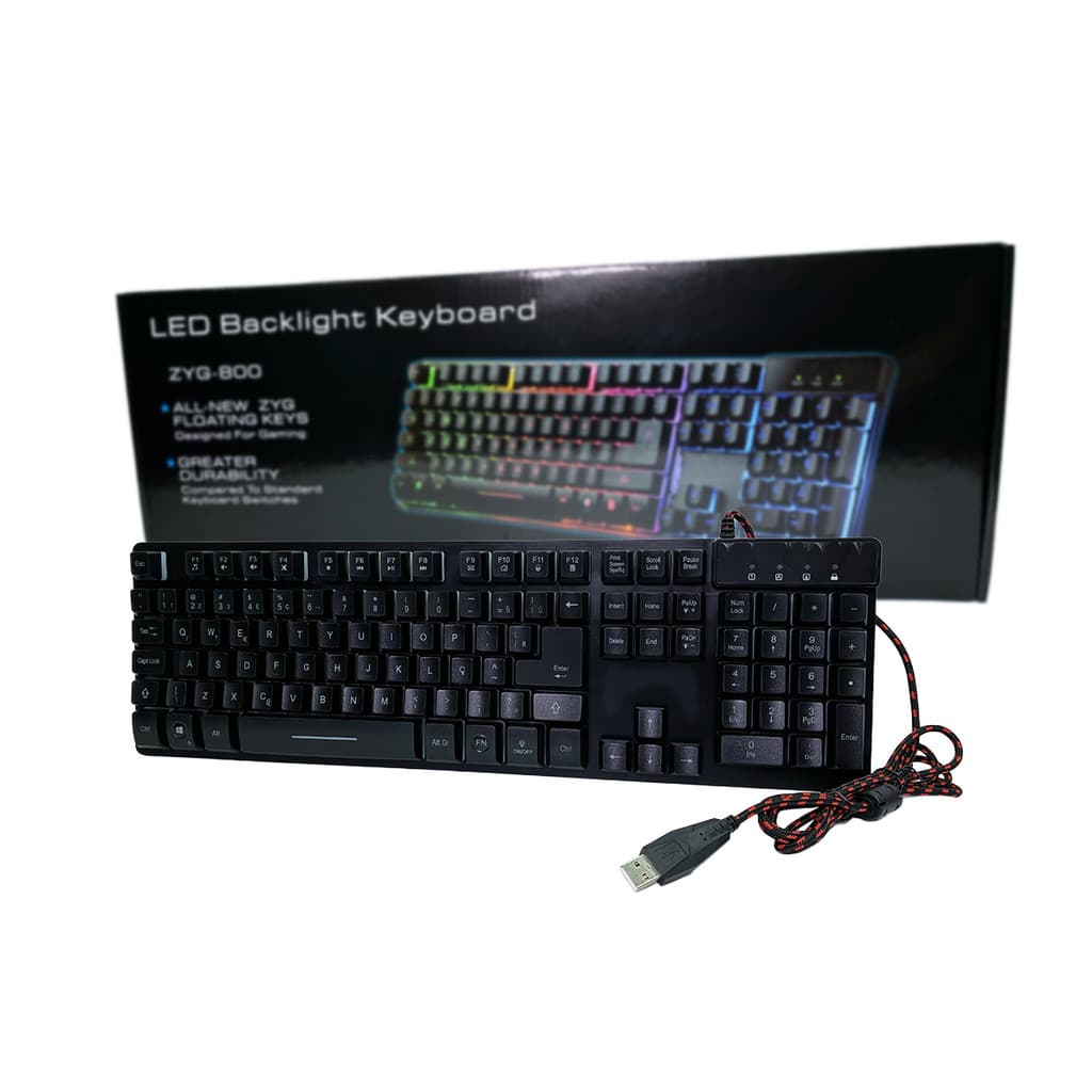 Teclado USB Silencioso Iluminado LED Multimidia Trabalho