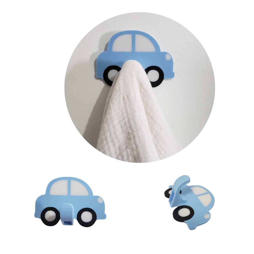 Kit 4 Ganchos de Parede Carro Decorativo para Quarto Infantil