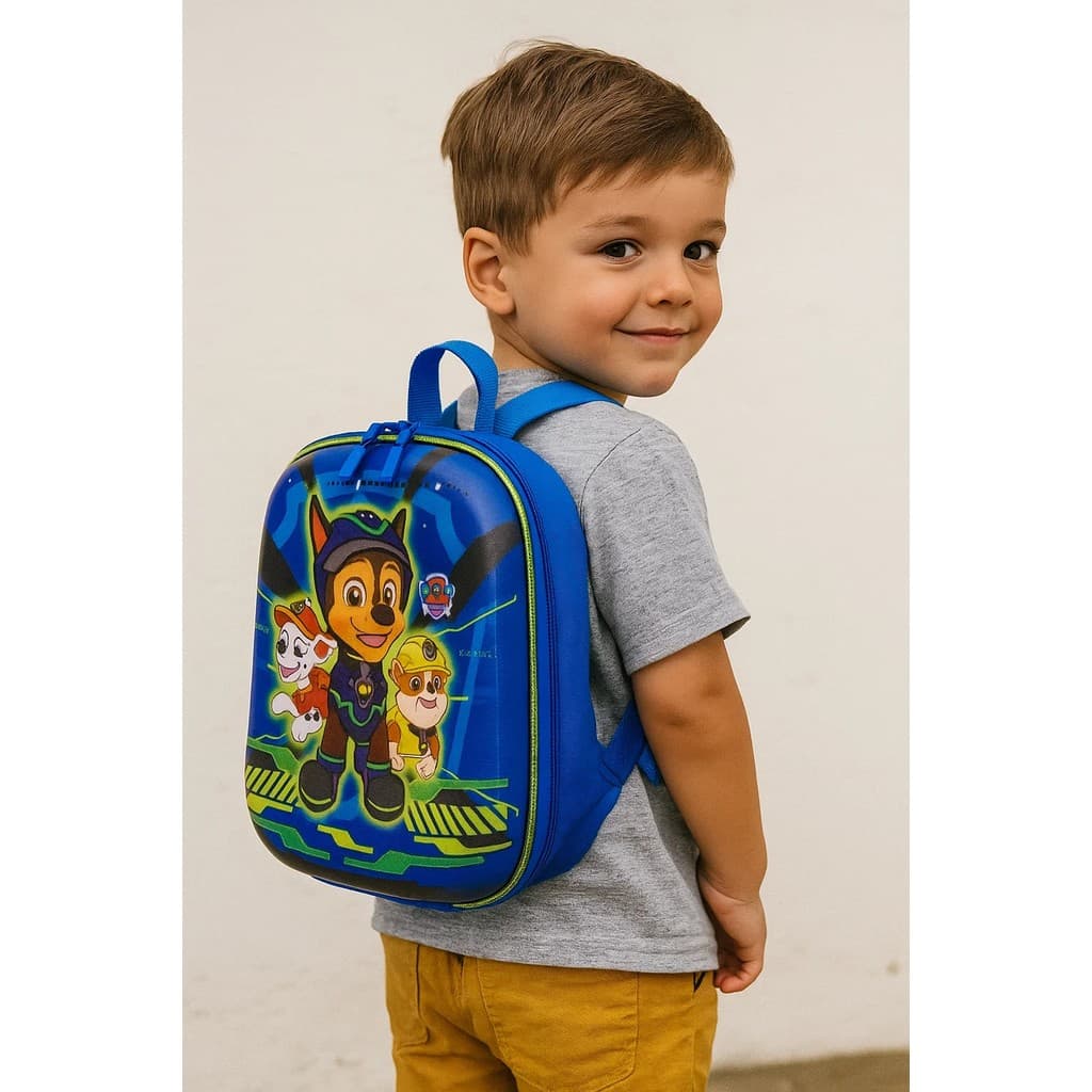 Mochila Infantil Patrulha Canina Chase Spy Pequena Azul Durável Confortável Escolar