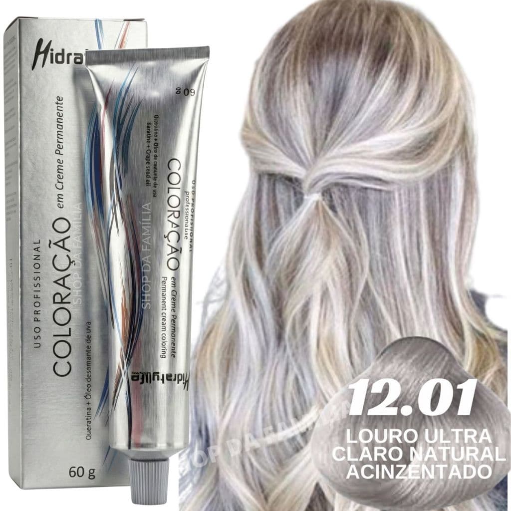 Tinta De Cabelo Loiro 12.01 Louro Ultra Claro Natural Acinzentado Alta Cobertura Brilho