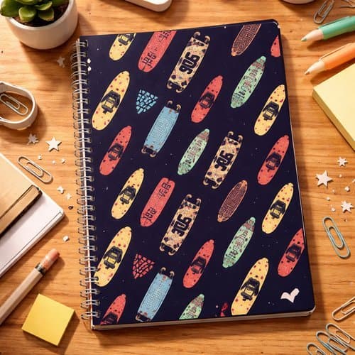 Caderno Espiral Universitário 15 Matérias Capa Dura 240 Folhas Masculino Tema Skate Escolar Anotação