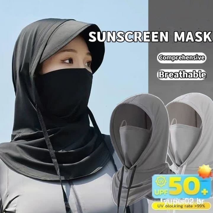 Balaclava De Resfriamento Capuz De Proteção Solar Uv Respirável Para Cabeça Cheia Protetor Chapéu Lenço Com Cordão Homen