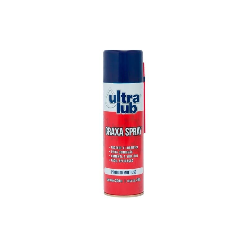 Graxa em Spray Ultra Lub 300ml Alta Lubrificação Resistente á Agua Aplicação Rápida Multiuso
