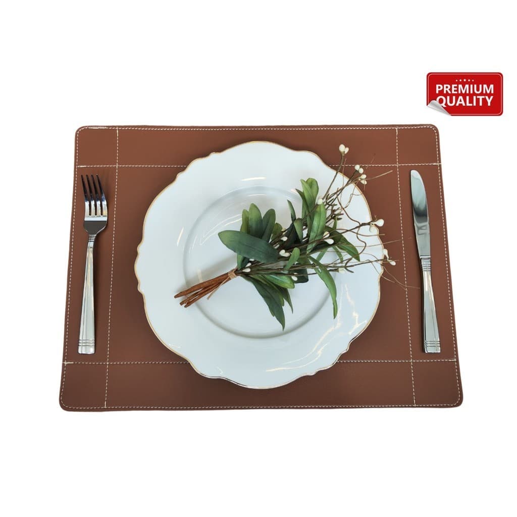Jogo Americano Em Couro Sintético Caramelo Impermeável Fácil Limpeza Decoração Mesa Posta