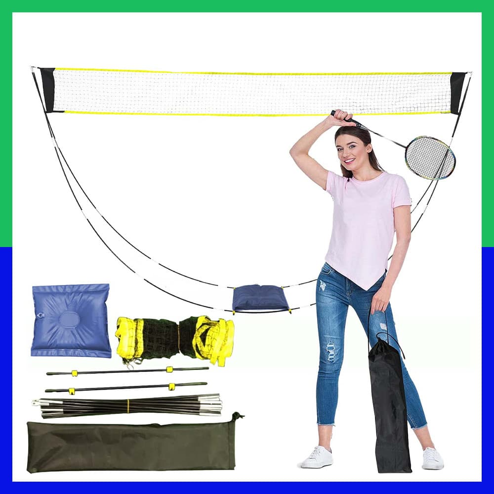 Rede de badminton portátil para esportes com bolsa de armazenamento multifuncional rede de vôlei ao ar livre