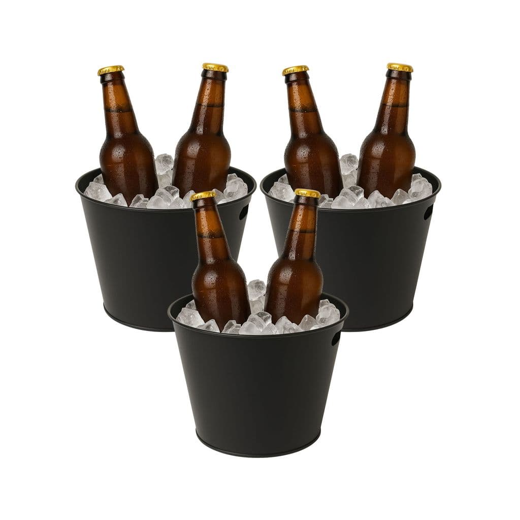 Kit 3 Balde De Gelo Cônico 5L Alumínio Com Abertura Lateral Para Bebidas