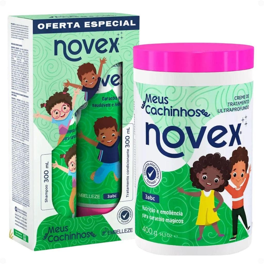 Kit Novex Meus Cachinhos 3abc: Shampoo e Tratamento Condicionante 300ml + Creme De Tratamento Ultraprofundo 1kg