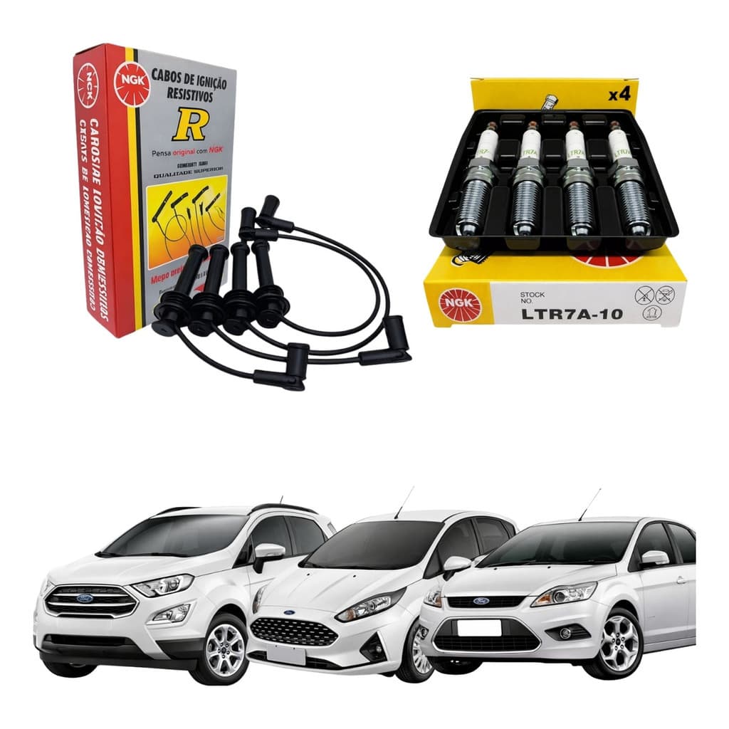 Kit Cabo E Vela Ngk Original Ford Ecosport/ka 1.6 16v Sigma