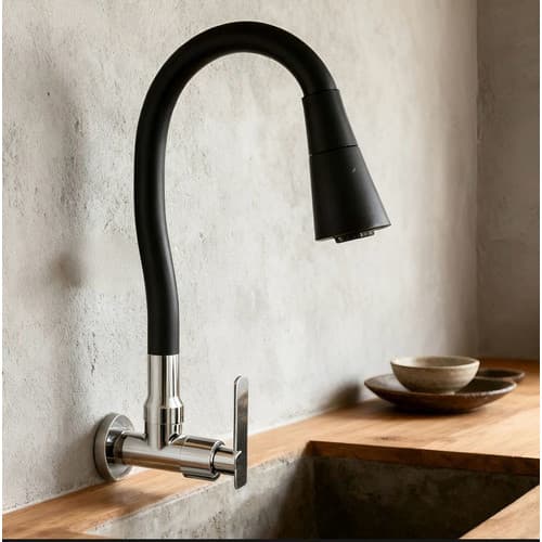 Torneira Flexível Gourmet Para Pia Parede Preto 2 Regulagem Preto Fosco