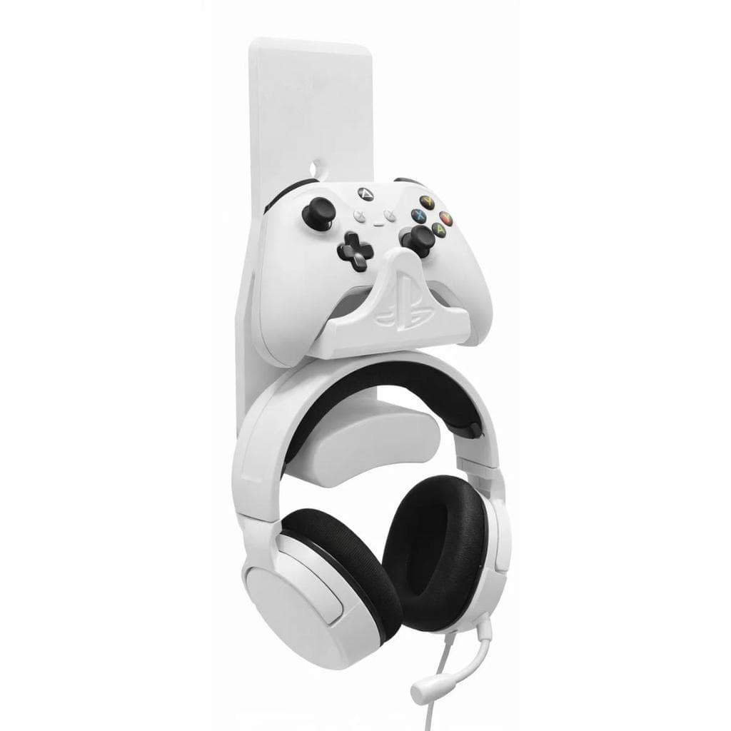 Suporte De Parede Controle + Headset Ps5 Ps4 Ps3 Xbox Fone Branco