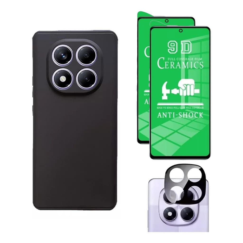 Capa Aveludada Premium + 2x Pelicula 9d Ceramica + Cam P/ Xiaomi Note 14 Pro 5g