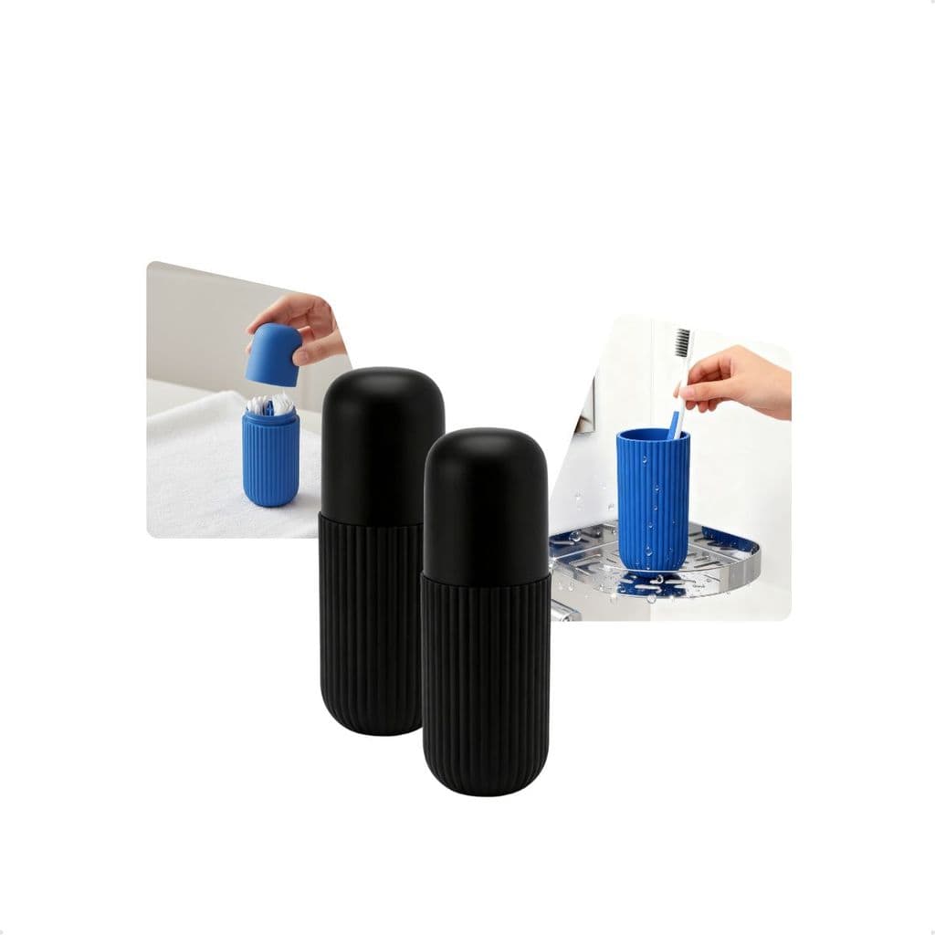 Kit 2 Estojo Porta Escova De Dentes Para Viagem Em Silicone Com Tampa Protetora Organização e Higiene