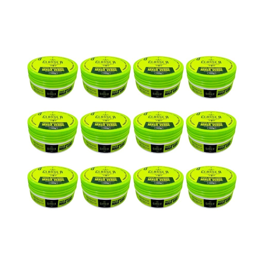 Kit 12 Pasta Modeladora Maçã Verde Classe A 160g Alta Fixação Modela e Controla os Fios