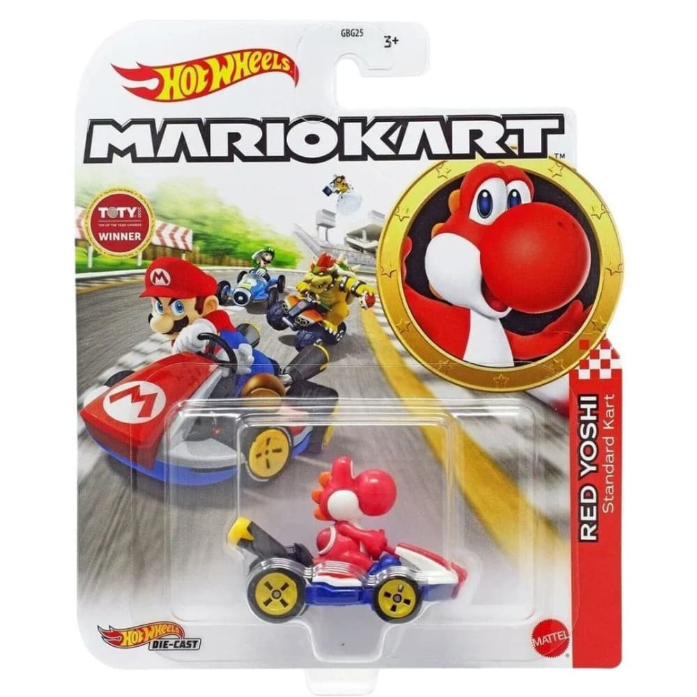 Carrinho Hot wheels Yoshi Vermelho Coleção Mario 1:64 Mattel