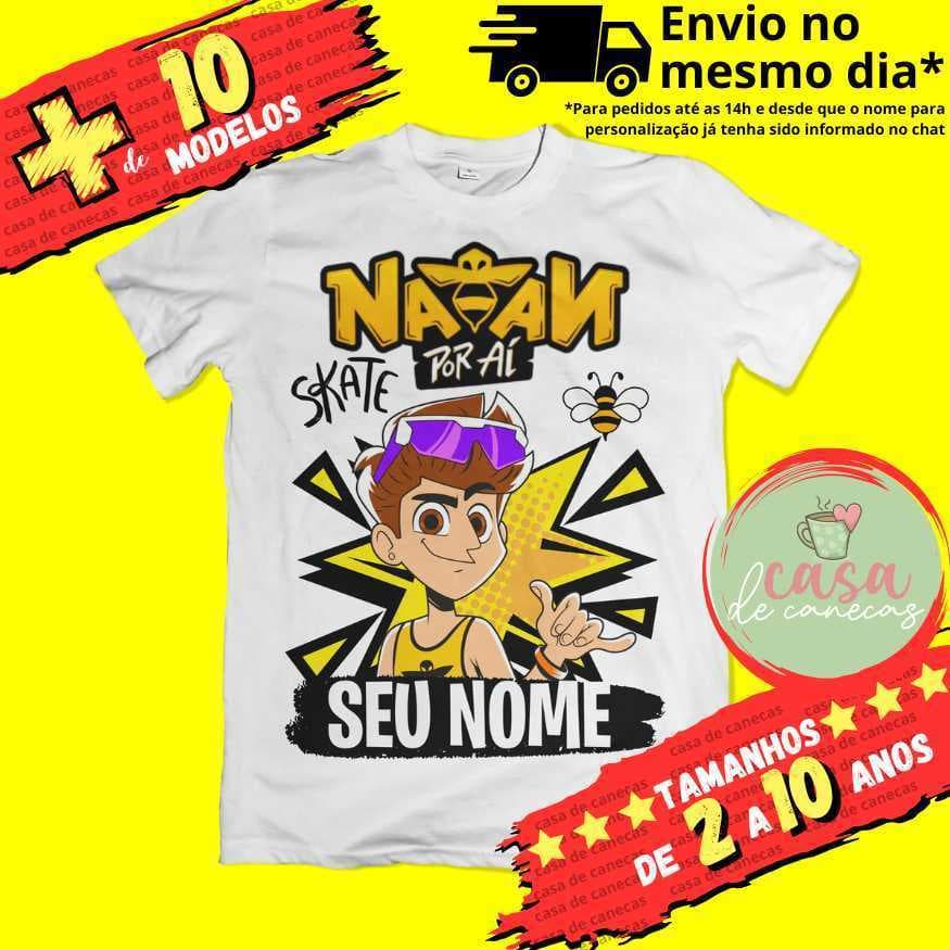 Camiseta Infantil Unissex Natan por Aí com nome (opcional)