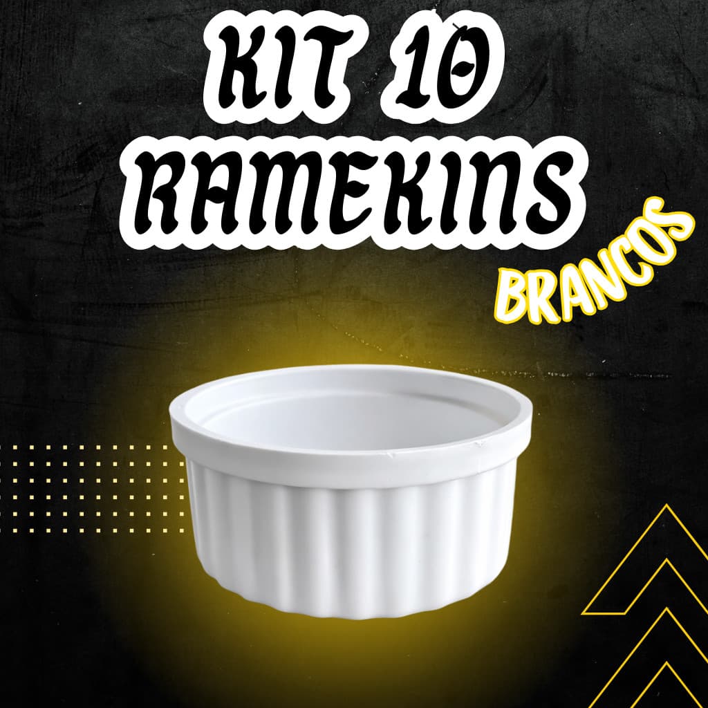 Kit 10 Ramekins Plástico Reutilizável Canelado para Molhos, Porções, Petiscos, Sobremesas.