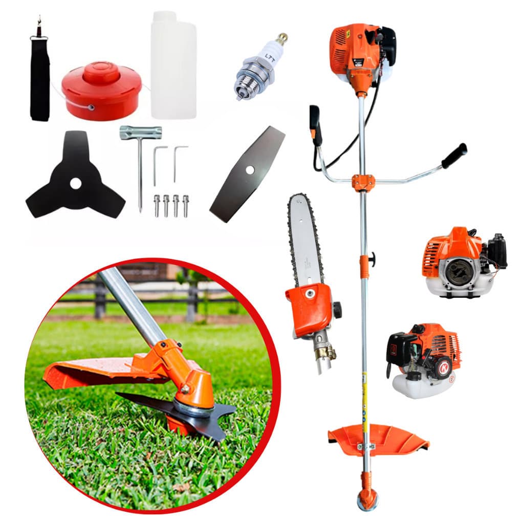 Roçadeira Aparador de Grama Cortador Gasolina Profissional 65CC Nakasaki Bipartida 4 em 1 + Motopoda + Facão