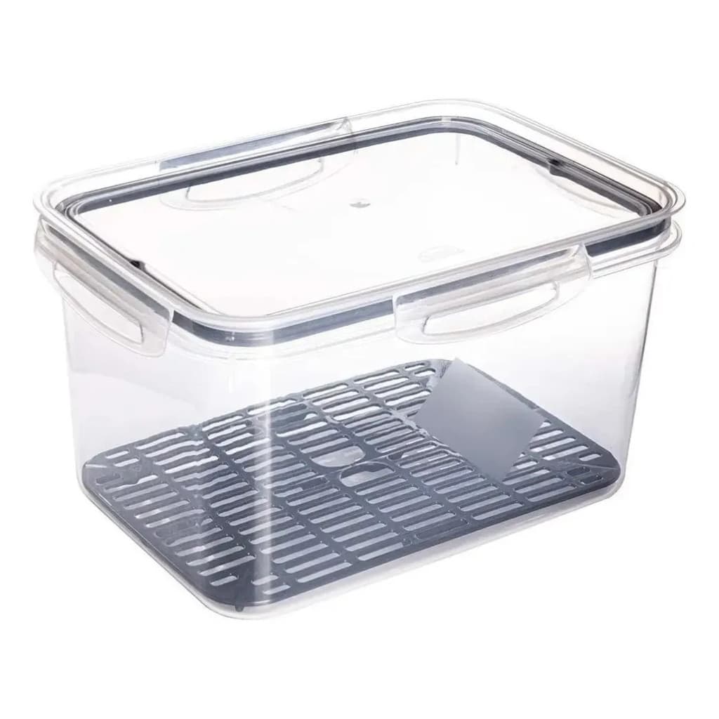 Pote Hermético Plasutil 4l C/ Tela Escorredor C/ Trava Fruta