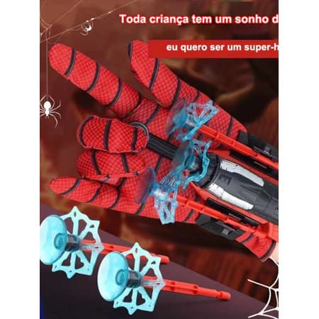 Luva Homem Aranha Lança Teia com Dardos Seguros e Reutilizáveis