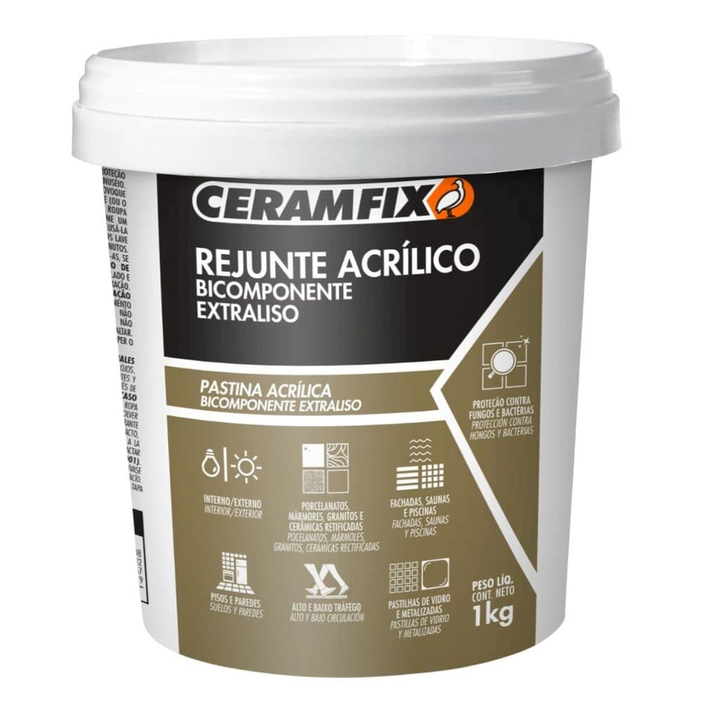Rejunte Acrílico Bicomponente Ceramfix 1kg Extra Liso Preto
