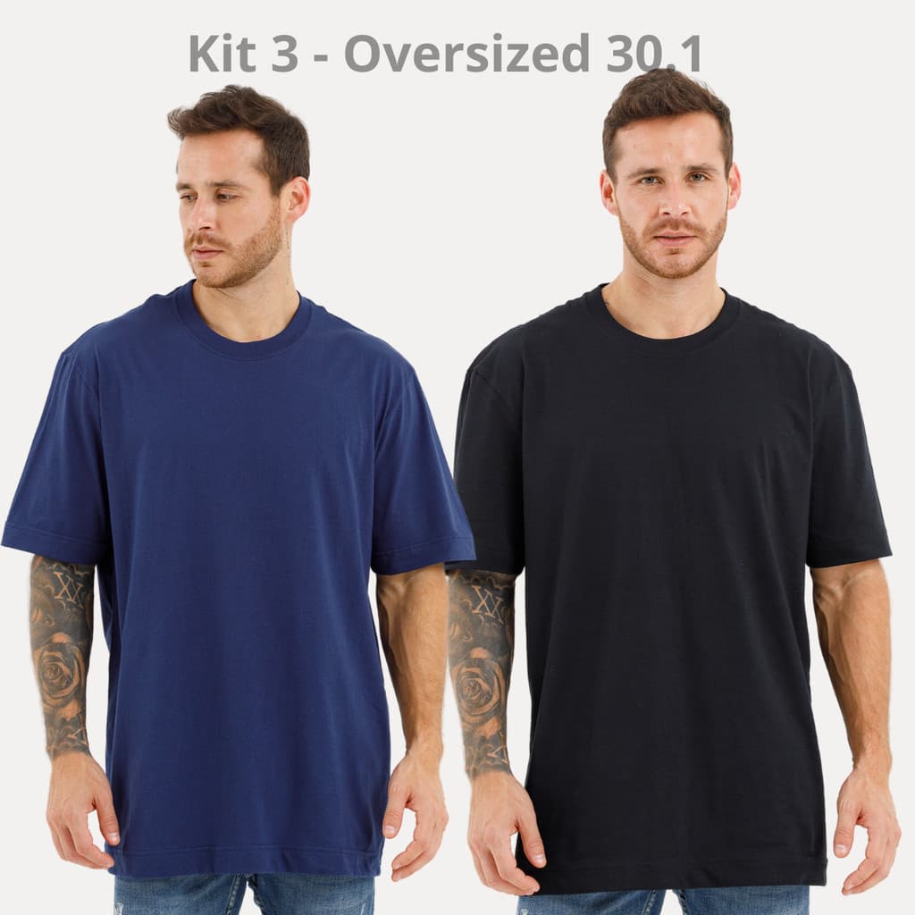 KIT 2 Camiseta Oversized Masculina 100% Algodão 26.1 Grossa Ribana Academia