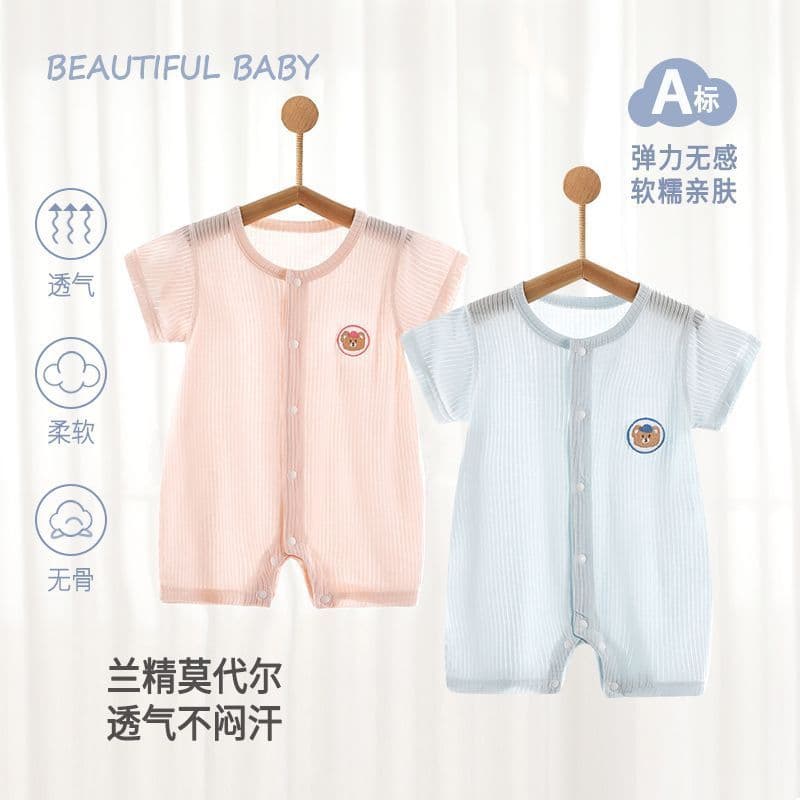 Macacão de bebê verão fino recém-nascido ar condicionado roupas Modal desossado bebê manga comprida macacão pijama macac