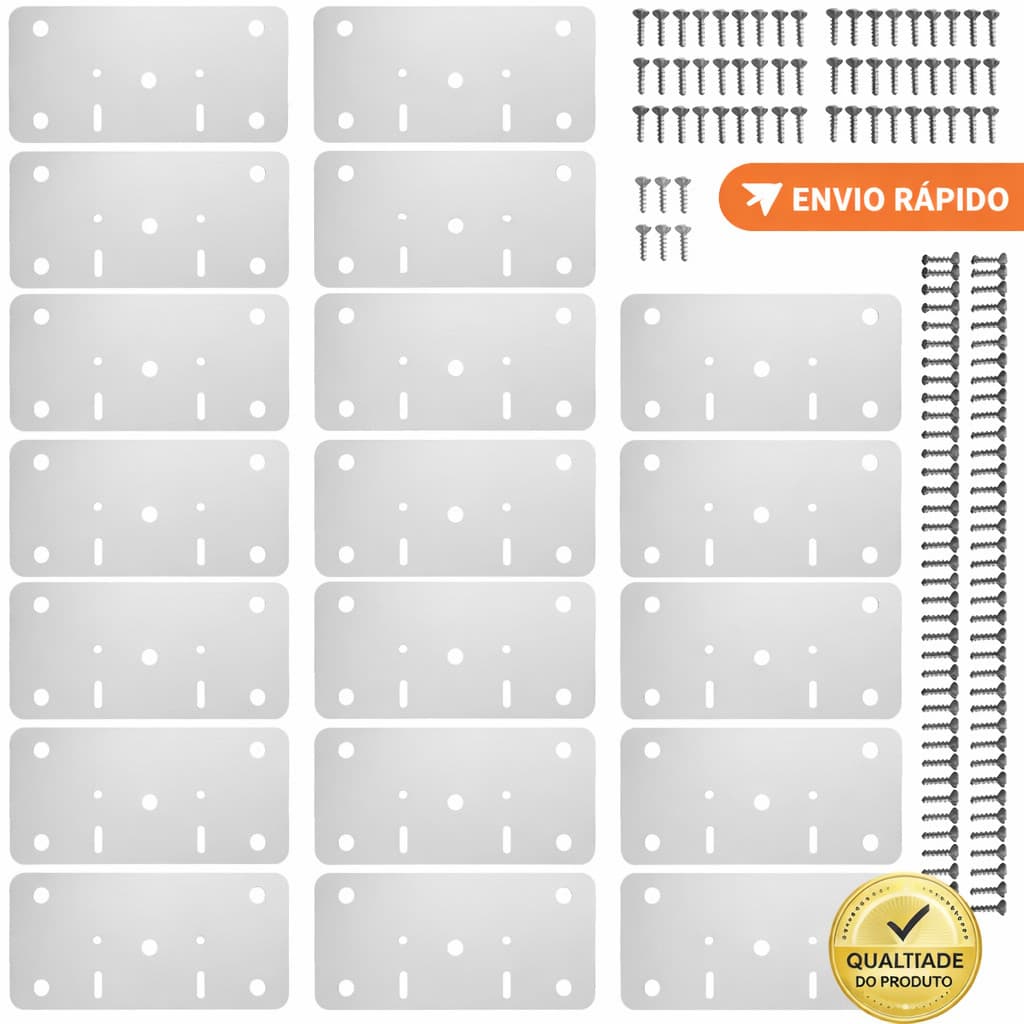 10 Placas De Reparo Dobradiça Armário MDF Porta Cozinha Aço Forte