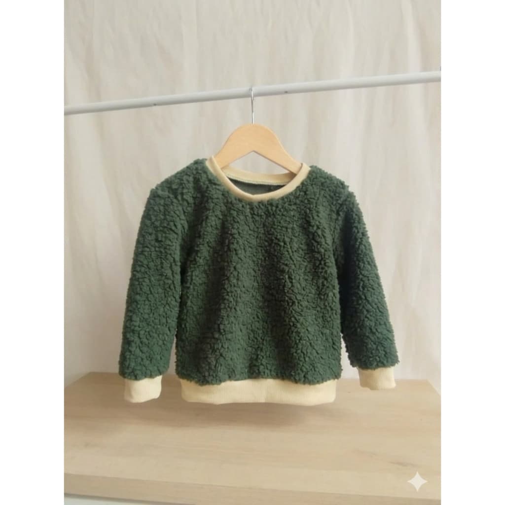 Blusa Infantil Teddy Manga Longa verde musgo Moda kids**&