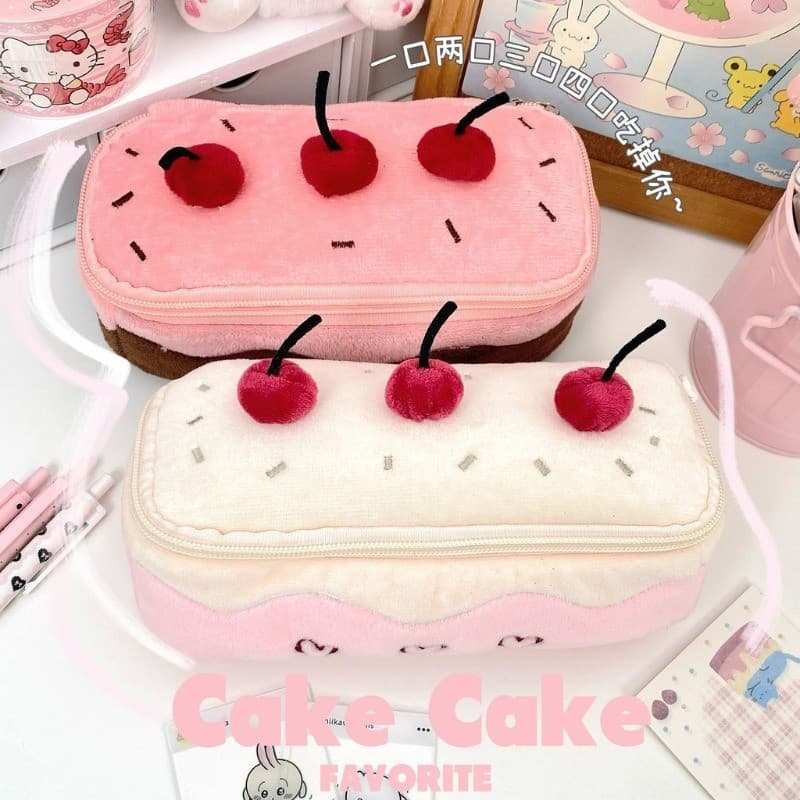 Doce Coreano Cereja Bolo Lápis Caso Para Meninas Bolsa De Maquiagem Estética Ins Kawaii Cosméticos Papelaria Organizador