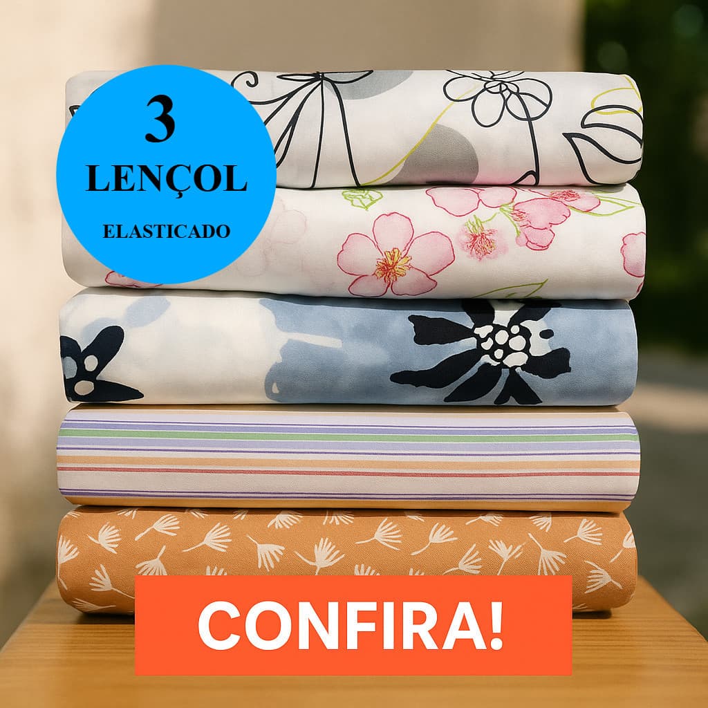 Kit Com 3 Lençol Casal OU Queem  Estampado Avulso Lençol De Baixo Com Elastico